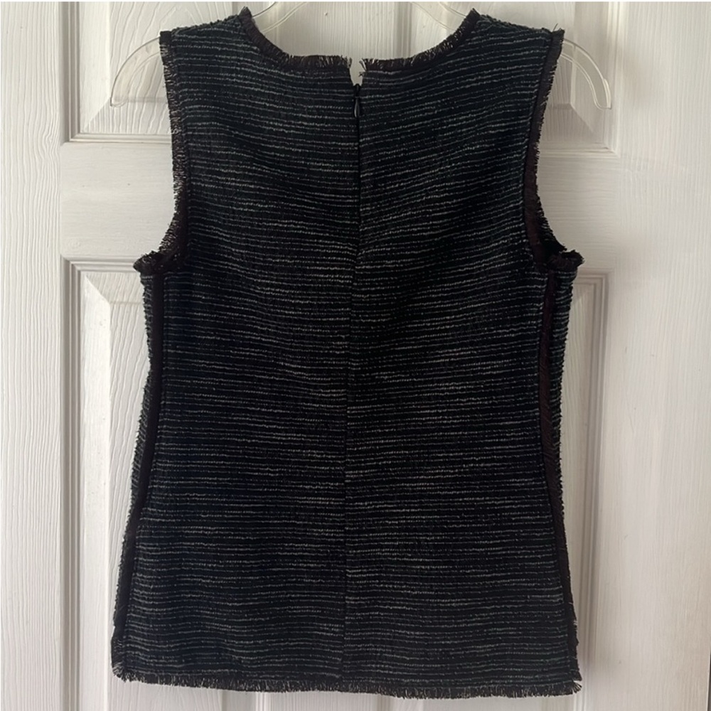 NWOT Banana Republic Black and Green Tweed Top, Size Large